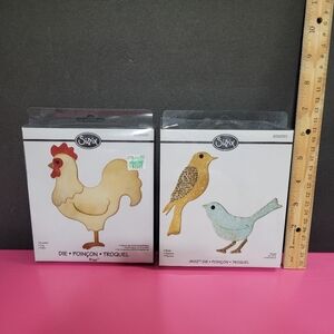 Sizzix Bigz Dies.  Set Of 2.  Rooster 658961 & Birds 656551 (0544)